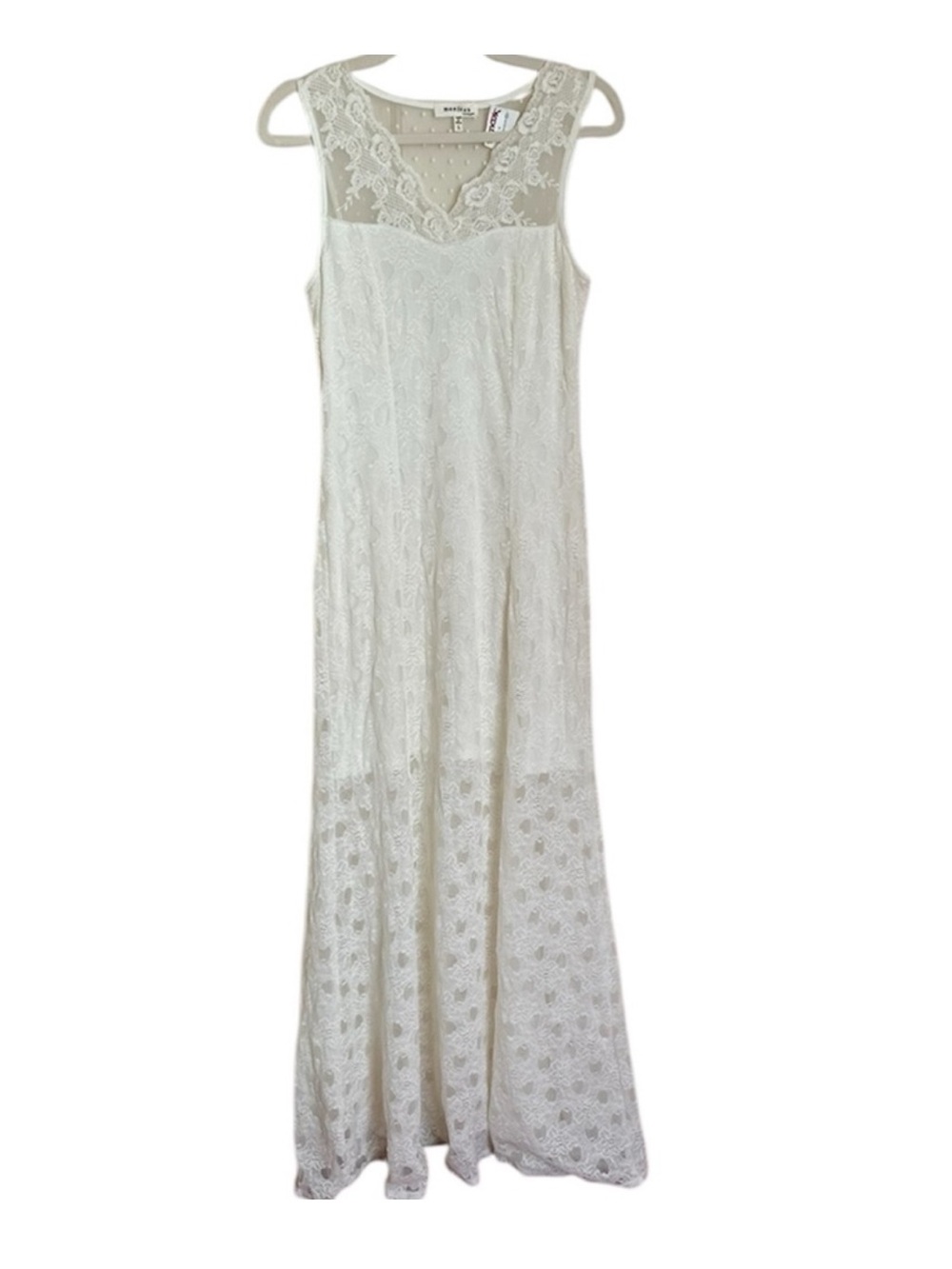 Ivory Lace Sleeveless Maxi Dress. Size Large